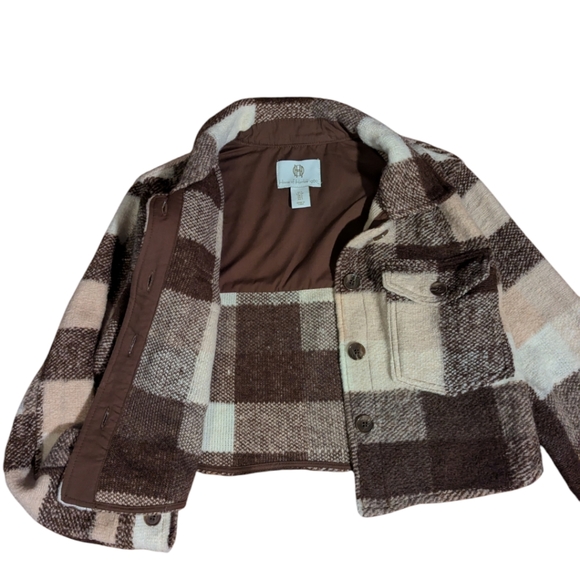 House of Harlow neutral bland cropped Eisenhower style wool blend jacket sz S - Picture 7 of 9